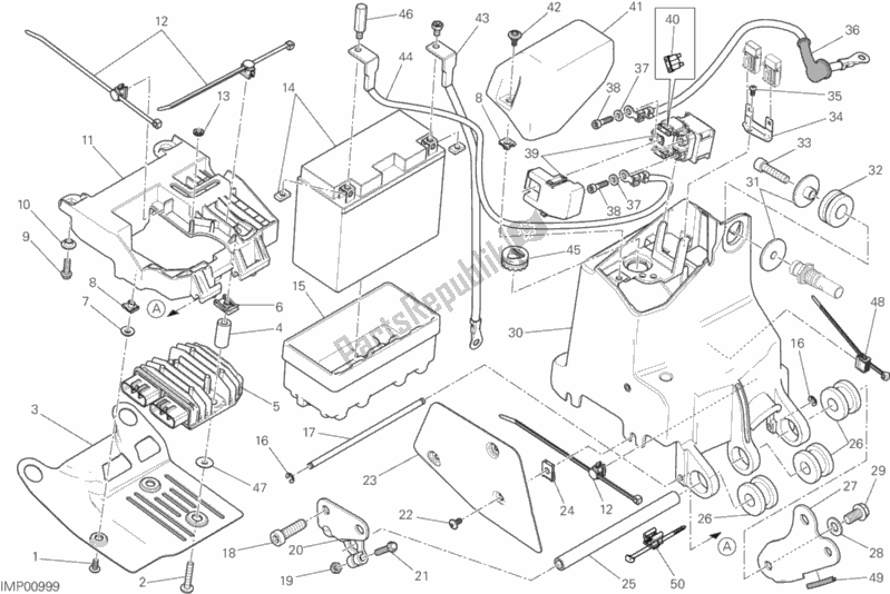 All parts for the Battery Holder of the Ducati Monster 821 Dark 2016